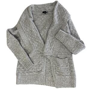 Talula Lambswool Angora Rabbit Cashmere Open Cable Knit Cardigan Grey Women’s S